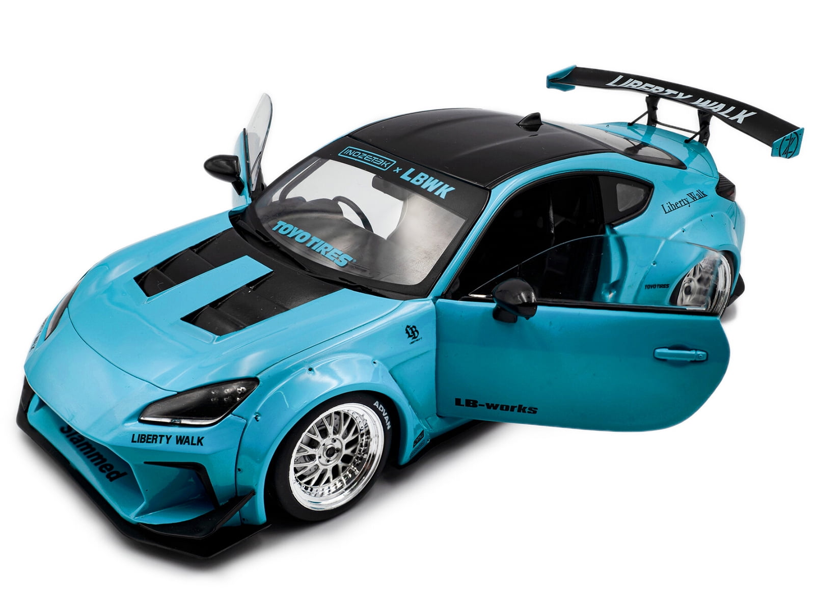 2024 Toyota GR86 w/Liberty Walk Body Kit, Baby Blue - Solido S1813601 - 1/18 Scale Diecast Model Car