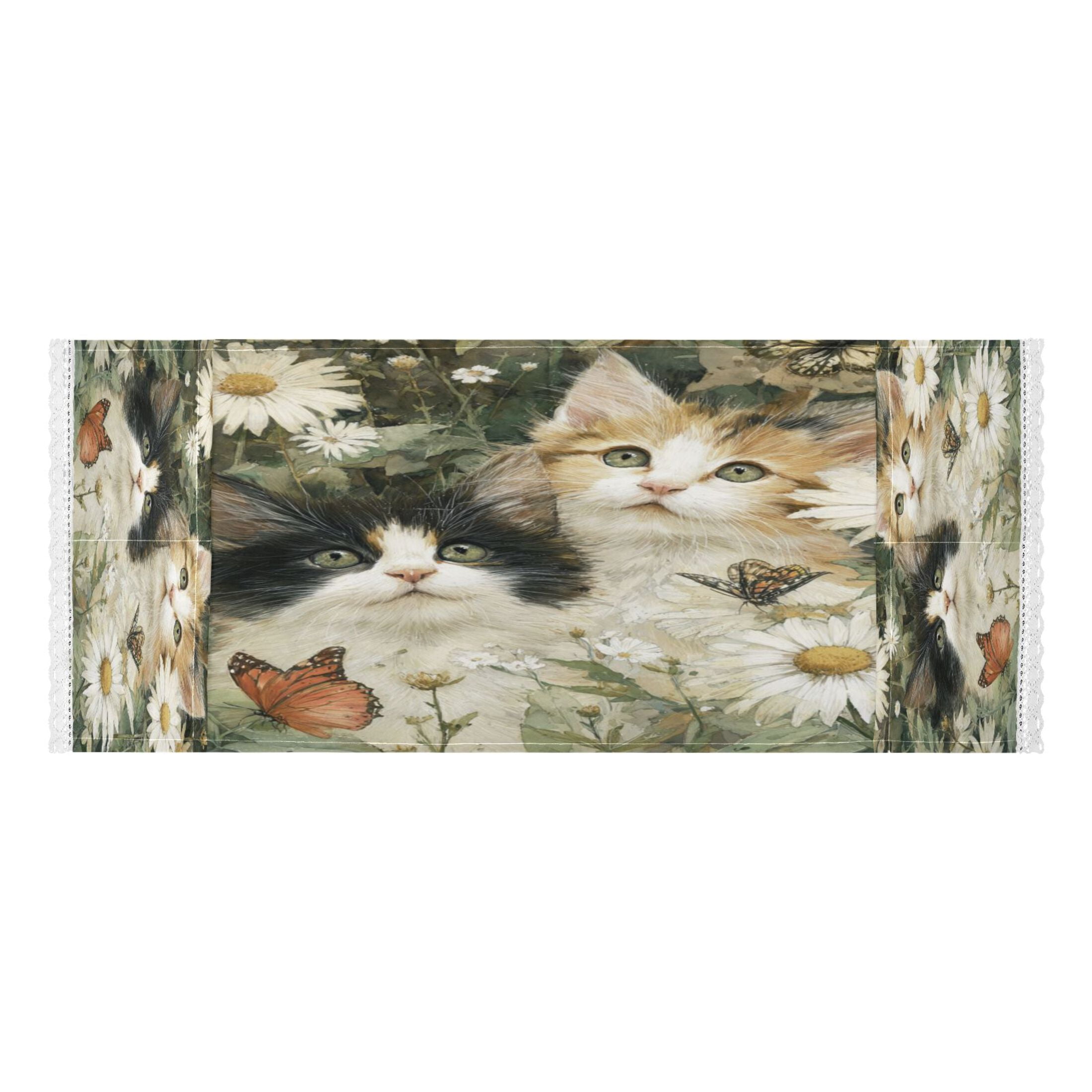 Dustproof Washing Machine Cloth Washer and Dryer Top Covers, Fridge Dust Cover, With Storage Bags Adorable Cats and Daisies