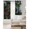 thumbnail image 2 of Peacock Feather Kitchen Curtains Teal Blue Bird Feather Modern Art Printed Cafe Short Curtains for Bathroom Blackout Window Curtain Small Window Treatment Drapes for Bedroom Living Room 42"x45"x2, 2 of 9