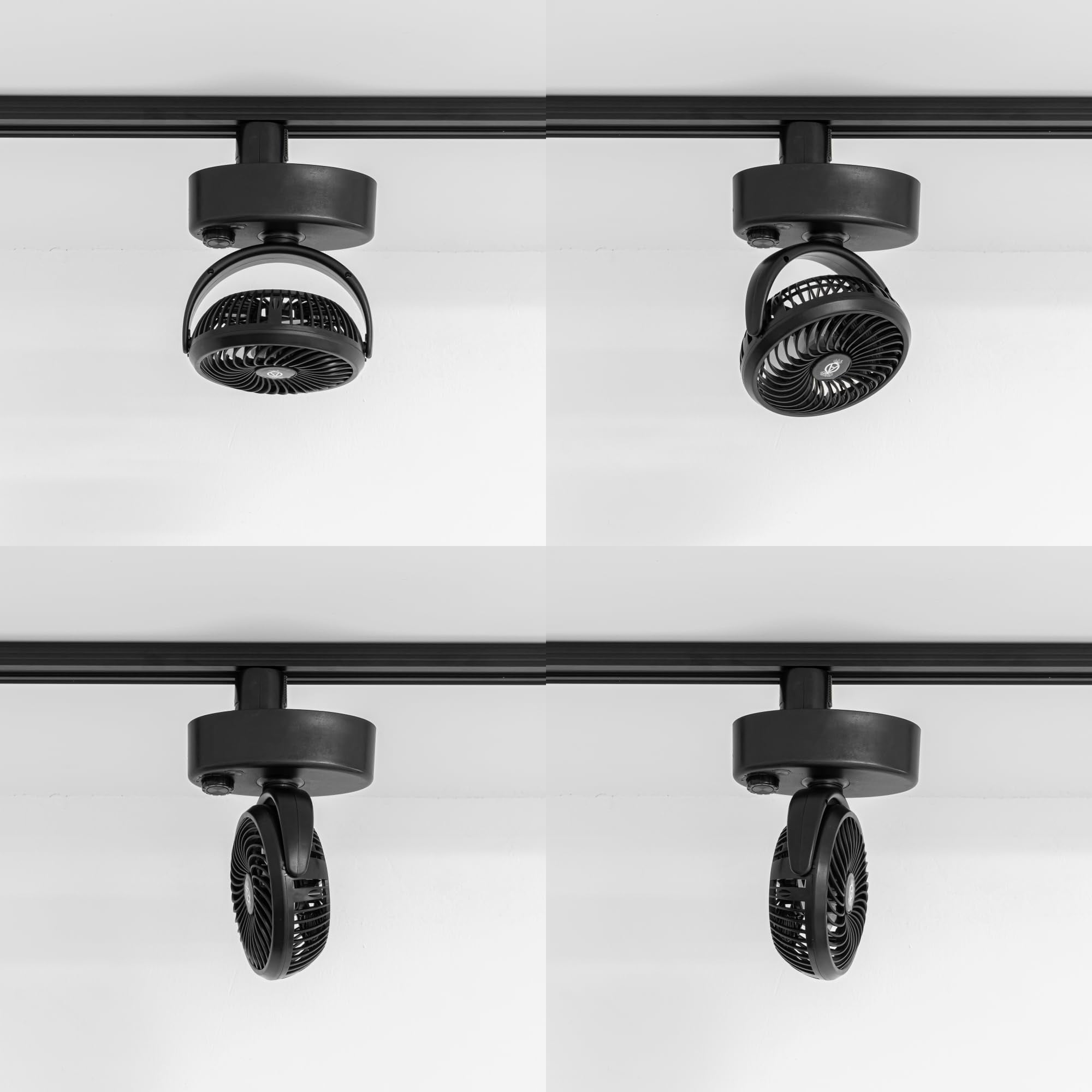 KAYYELAMP H-Type Track Ceiling Adjustable Wind Speed Mini Fan Black Easy To Install Adjustable Angle Simple Design For Home Kitchen Set Of Three
