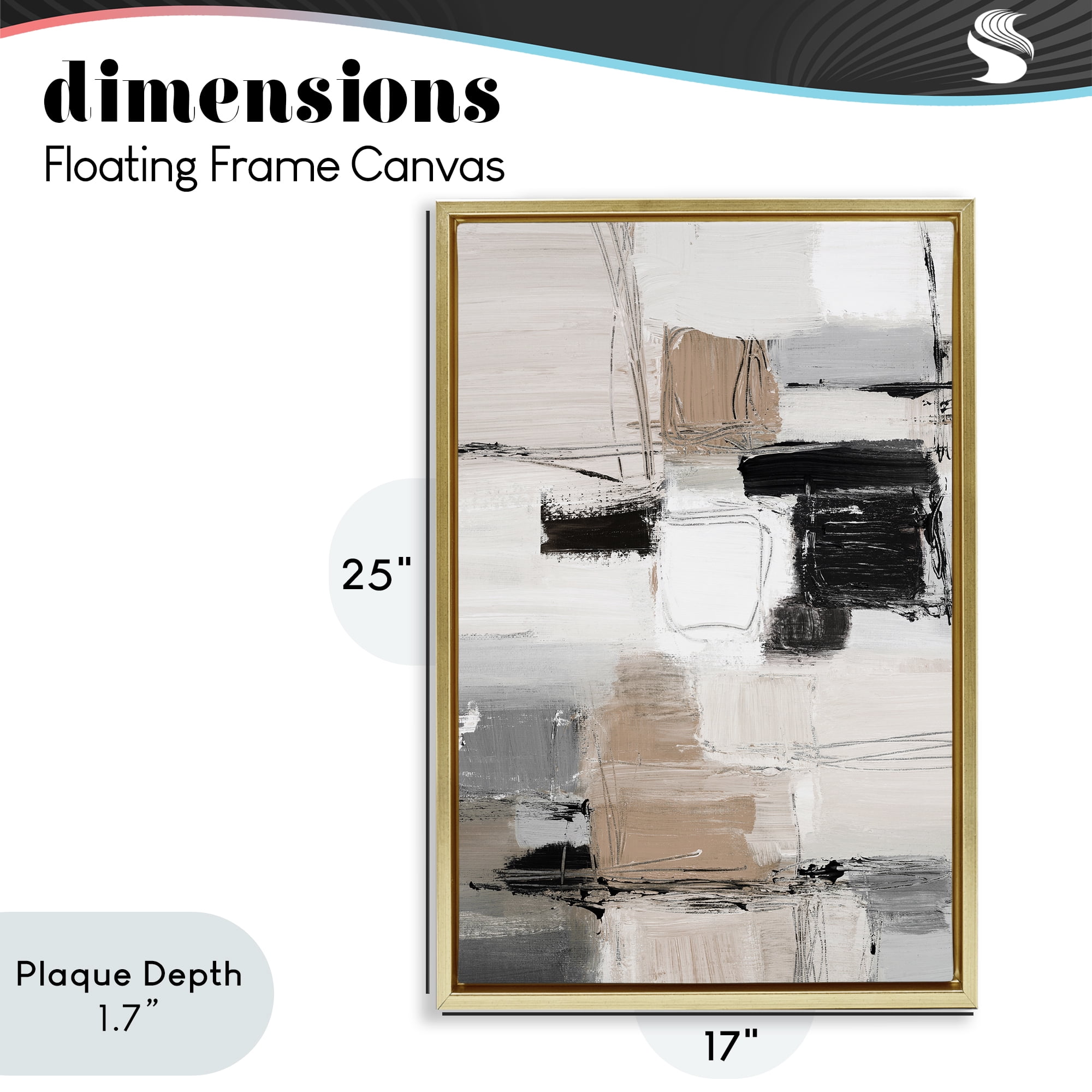 Stupell Industries Contemporary Neutral Variety Gold Framed Floater Canvas Wall Art, design by Lanie Loreth