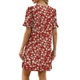 thumbnail image 6 of TEMOFON Summer Dresses for Women Casual Short Sleeve T Shirts Dresses V Neck Flowy Floral Dress with Pockets Flare Midi Sundress, 6 of 8