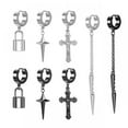 thumbnail image 4 of QQTDFG 18/20g Stainless Steel Hoop Earring Gothic Punk Cross Earring for Women Men-Silver-12pcs, 4 of 9
