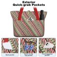 thumbnail image 2 of Tote Bag for Women - Red and Green Christmas Striped Pattern Shoulder Bag - Large Utility Work Duffle Bag with Zipper Handbag for Travel, Work, Sprots, 2 of 5