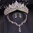 thumbnail image 2 of Princess Diadem Wedding Crown Sets Rhinestone Crystal Tiaras Bride Headwear Bridal Crown and Necklace Jewelry Sets Accessory (Blue), 2 of 6