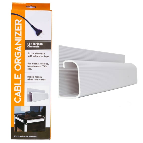 J Channel Desk Cable Organizer Kit – 10-pack 16-inch White Raceway Channels by Edison Supply