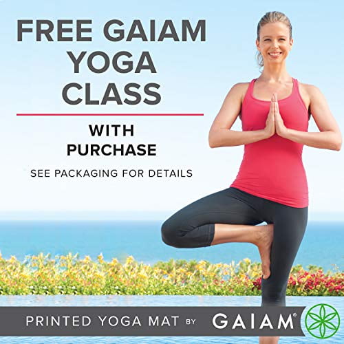 Gaiam Yoga Mat Classic Print Non Slip Exercise & Fitness Mat for