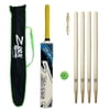 Cricket Bat Junior Size Kit with Wickets Stumps and Soft Tennis Tape Ball Red