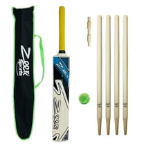 Cricket Bat Junior Size Kit with Wickets Stumps and Soft Tennis Tape Ball Red