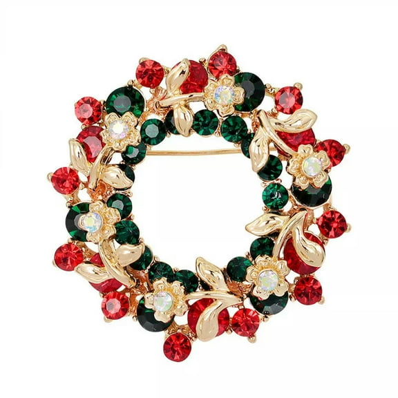 GKNET Hot Crystal Delicate Jewelry Round Garland Christmas Brooch Pin Party Gifts Sa_tu