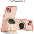 thumbnail image 3 of for iPhone 13 Case Cute 6D Astronaut Case with Stand Function Luxury Plating Case Cover Slim Fit Soft TPU Shockproof Bumper Protective Electroplated Case for Girls Boys,6.1 inch,Pink, 3 of 12