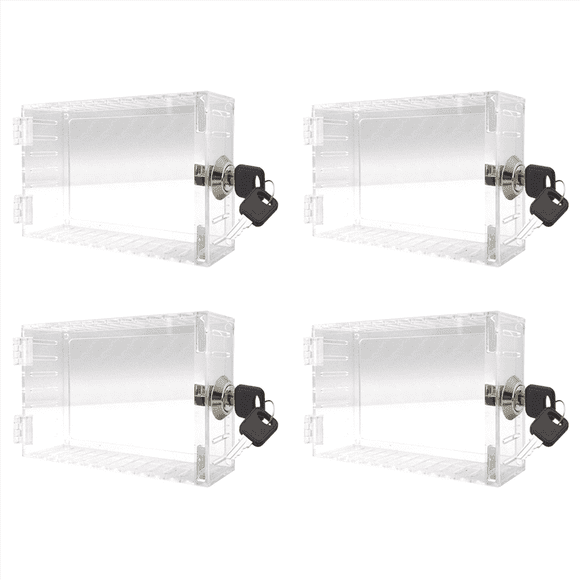 4X Universal Thermostat Lock Box with Key Thermostat Cover Fits Thermostats 7X4.5 Inches or Smaller,4 x Thermostat Lock Box 8 x key,Transparent