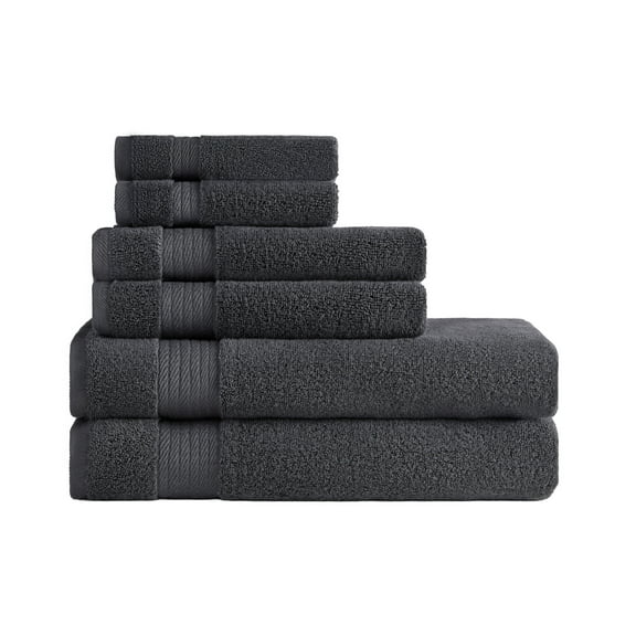 Ozdilek 6-Piece Bath Towel Set, 2 Bath, 2 Hand, 2 Wash , 100% Cotton Turkish Towels, 2 Bath Towels (30x60"/550 GSM), 2 Hand Towels (16x30"/575 GSM), 2 Washcloths (13x13"/600 GSM) (Anthracite Gray)