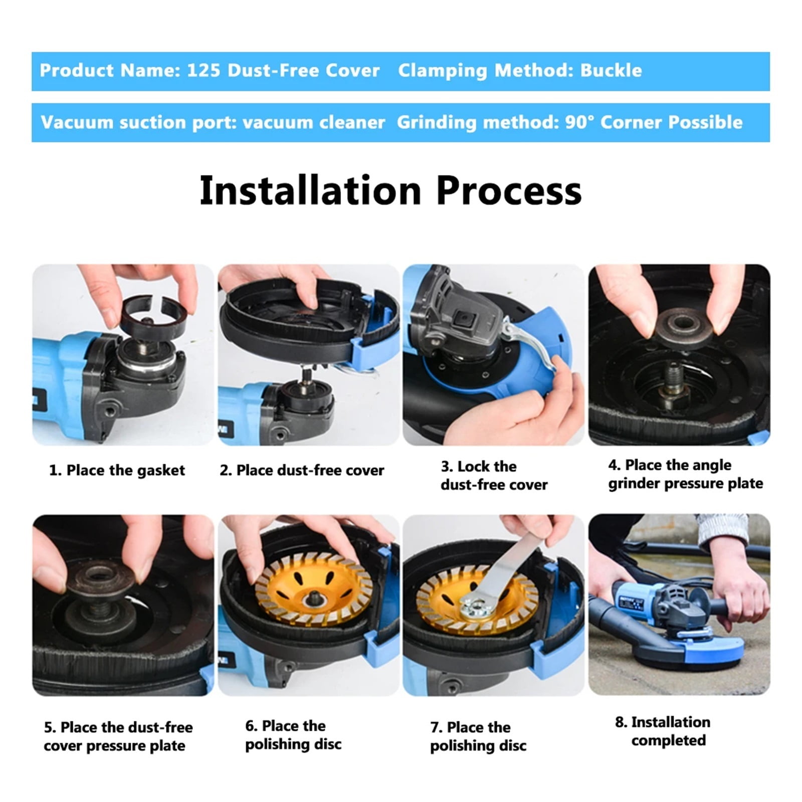 5/7 Inch Angle Grinder Dust Shroud, Universal Surface Grinding Shroud Wheel For Concrete Surface Cement Marble Disc Grinder TooL ,Easy to Setup