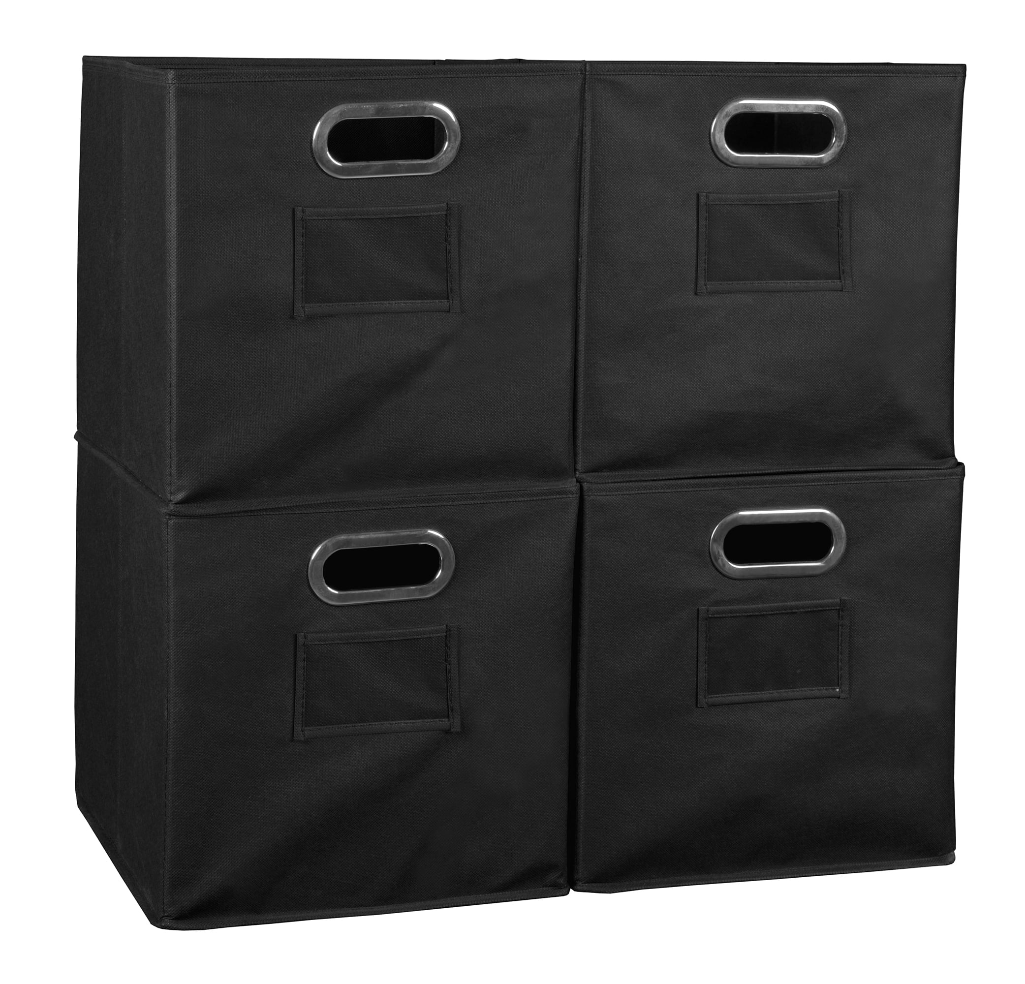 Collapsible Home Storage Set of 4 Foldable Fabric Storage Bins Black