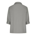 thumbnail image 5 of Giftesty Womens Blouses and Tops Women Mid-Sleeve Casual V-Neck Solid Color Loose Button Shirt Blouse Tops, 5 of 6
