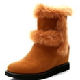 thumbnail image 5 of Ferwind Women's Ankle Booties Low Wedge Heels Suede Winter Shearling Style Adult Tan  9, 5 of 9