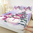 thumbnail image 3 of Manfei Christmas Snowman Child Twin Sheet Sets, Rustic Farmhouse Tree Twin Fitted Sheet, Winter Western Festival Flat Sheet, Breathable Home Decor, 3pcs, 3 of 7