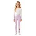 thumbnail image 3 of SGMVNU Girls' High Waisted Leggings Heart Prints Full Length Soft Stretch Tights Pants for Yoga Gym Sports, Size 4-5 Years, Light Purple, 3 of 5