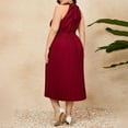 thumbnail image 4 of Yesfashion Women's Plus Size Halter Neck Sleeveless Pleated Midi Dress Summer Backless Flowy Beach Sundress, 4 of 5