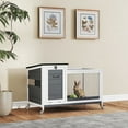 thumbnail image 1 of PawHut Wooden Rabbit Hutch with Tray, Indoor Outdoor Guinea Pig Cage, Grey, 1 of 9