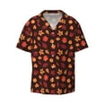 thumbnail image 2 of Lsque fall Maple leaf print Men's Cuban Collar Short Sleeve Shirt Summer Beachwear Casual Button Down Fashionable Vacation Leisure Shirt-Large, 2 of 7