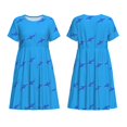 thumbnail image 3 of Bixox Robe d'Été à Manches Courtes pour Femmes Robe Ample Longueur Genou avec Poches-Requin Mignon, 3 of 7