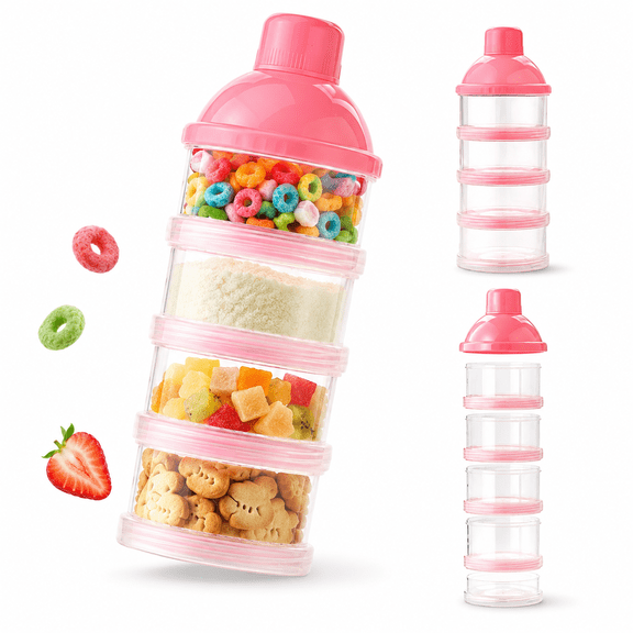 Baby Formula Dispenser,Non-Spill Stackable Milk Powder Formula Container and Snack Storage for Travel,BPA Free,4 Compartment