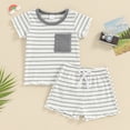 thumbnail image 2 of Odeerbi 3M-3Y Conjuntos de Verano Para Niños Niñas Camisetas de Algodón de Manga Corta A Rayas Shorts Conjunto de Dos Piezas, 2 of 8