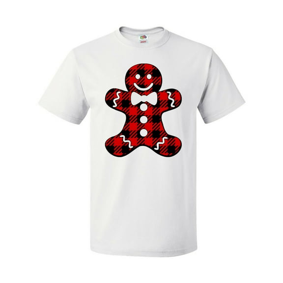 Inktastic Buffalo Plaid Gingerbread Man T-Shirt