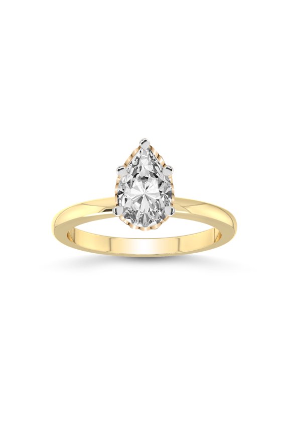 IGI Certified 4 Carat Pear Shape Lab Grown Diamond Engagement Ring | 14K Yellow Gold | Malissa Solitaire Diamond Ring | FG-VS1-VS2 Quality Friendly Diamonds
