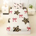 thumbnail image 3 of Manfei Cute Leopard Stars Print Twin Sheets,Cartoon Red Bows Bedding,3-Piece,1 Flat Sheet,1 Fitted Sheet and 1 Pillowcase, 3 of 6