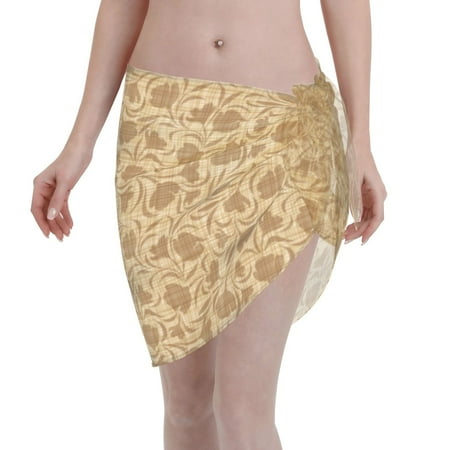 Adobk Brown Flowers Swimsuit Coverups for Women Beach Bikini Short Skirt for Swimwear