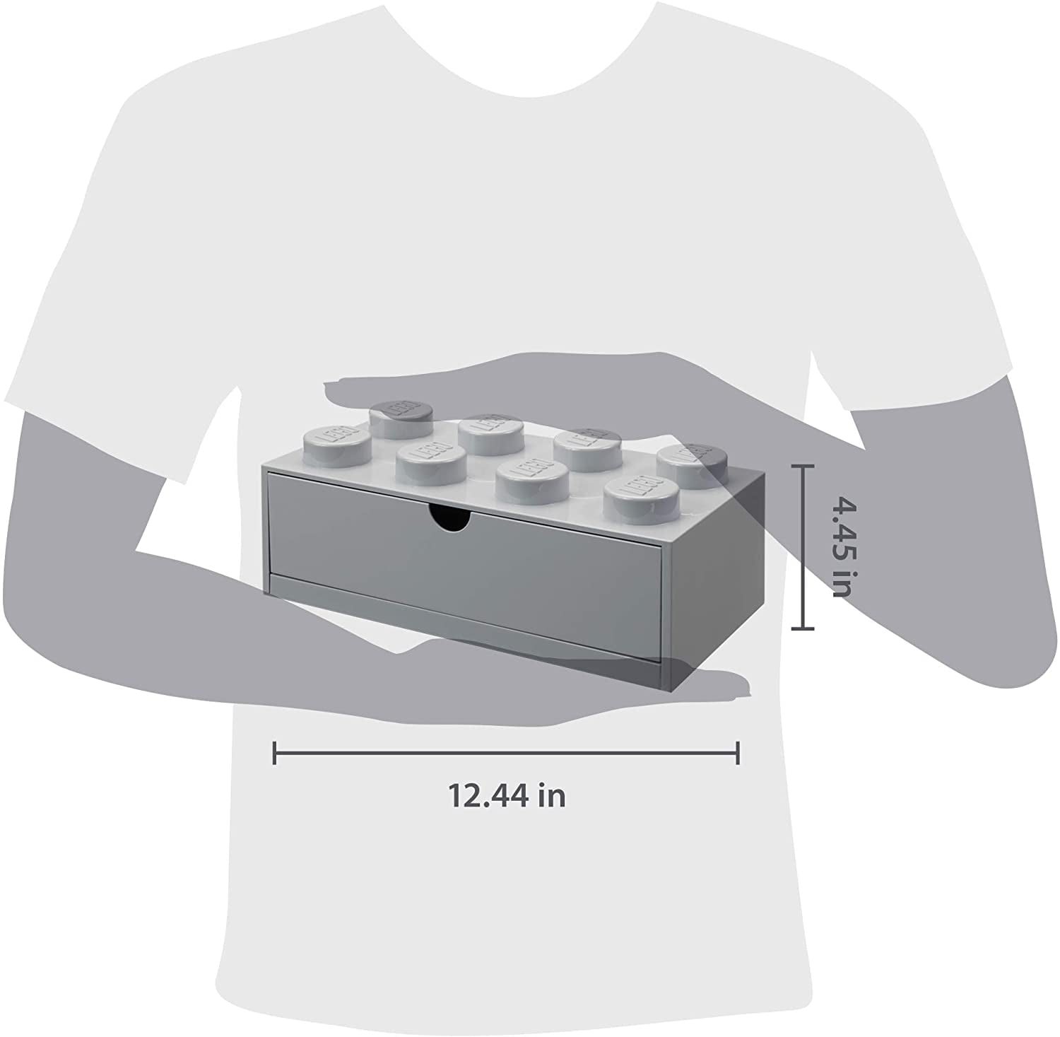 LEGO Desk Drawer Stackable Storage with 8 Knobs, Grey