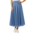 thumbnail image 2 of XIAONU Women's Maxi Skirt Elastic Waist Pleated Tulle Skirt Flowy Elegant Casual Evening Skirt, 2 of 4