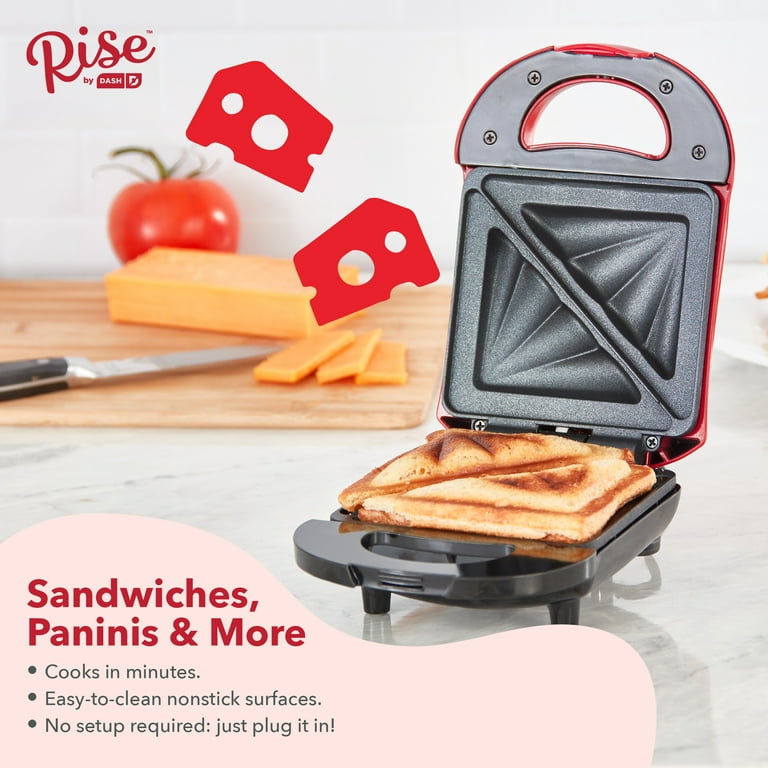 Rise By Dash Compact Pocket Electric Sandwich Maker, Toasting, Omelets &  More, Non-Stick Surfaces - Red