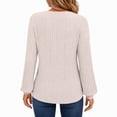 thumbnail image 3 of Women's V Neck Ribbed Knit Long Sleeve Tops Casual Bishop Sleeve Pullover Shirts for Fall Daily Wear, 3 of 7