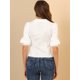 thumbnail image 3 of INSPIRE CHIC Blusa De Manga Corta Con Cuello De Peter Pan Para Mujer Blanco XS, 3 of 5
