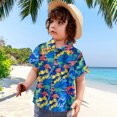 thumbnail image 2 of Toddler Boys Short Sleeve Summer Casual Cartoon Prints Gentleman Tops Hawaii Beach Holiday Floral Shirts T Shirt Blue Size 3-4T, 2 of 7