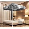 thumbnail image 7 of Elastic Roof Style Four Corner Post Princess Bed Canopy Curtains Cozy Breathable Tent Canopy Mosquito Net for Girls & Adults Bedroom Decoration (Grey, 70-78" W*86" L*82"*H/(King)), 7 of 7