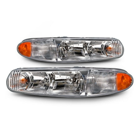 Buick Century Headlight Lh Driver - 1997-2005 Buick Century New Halogen Headlights Set Driver Left Passenger Right Headlamps w/o Cornering Lamp Pair Assembly GM2502183 & GM2503183