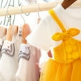 thumbnail image 5 of Gyratedream Baby Girls Short Sleeve Striped Lace Tulle Princess Dress Bowknot Sundress Summer Dress, Yellow, 5 of 7