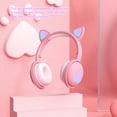 thumbnail image 3 of Bearachild Auriculares brillantes con luz LED, Oreja de Gato, regalo para niñas, auriculares para niños, inalámbricos, estéreo HIFI, graves, Cables de audio/vídeo violeta claro empaquetado en caja, 3 of 5