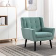 thumbnail image 2 of Soft Velvet Chair with Solid Wood Legs / Comfortable Seating for Large People, 2 of 5