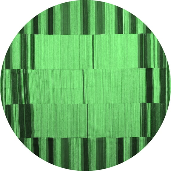 Ahgly Company Indoor Round Abstract Emerald Green Contemporary Area Rugs, 4' Round