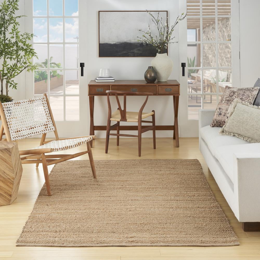 Nourison Natural Jute Solid Natural 4' x 6' Area Rug (4x6)