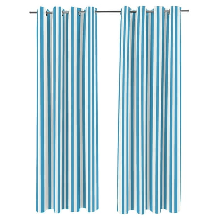 Jordan Manufacturing 54" x 96" Caribbean Blue Stripe Grommet Semi-sheer Outdoor Curtain Panel