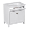 thumbnail image 3 of Yesurprise 30" Bathroom Cabinet with Ceramic Sink, Solid Wood Frame Bathroom Vanity with Flip-out Drawer, Modern Storage Cabinet with 2 Soft-Close Doors, Shelf, 3 of 8