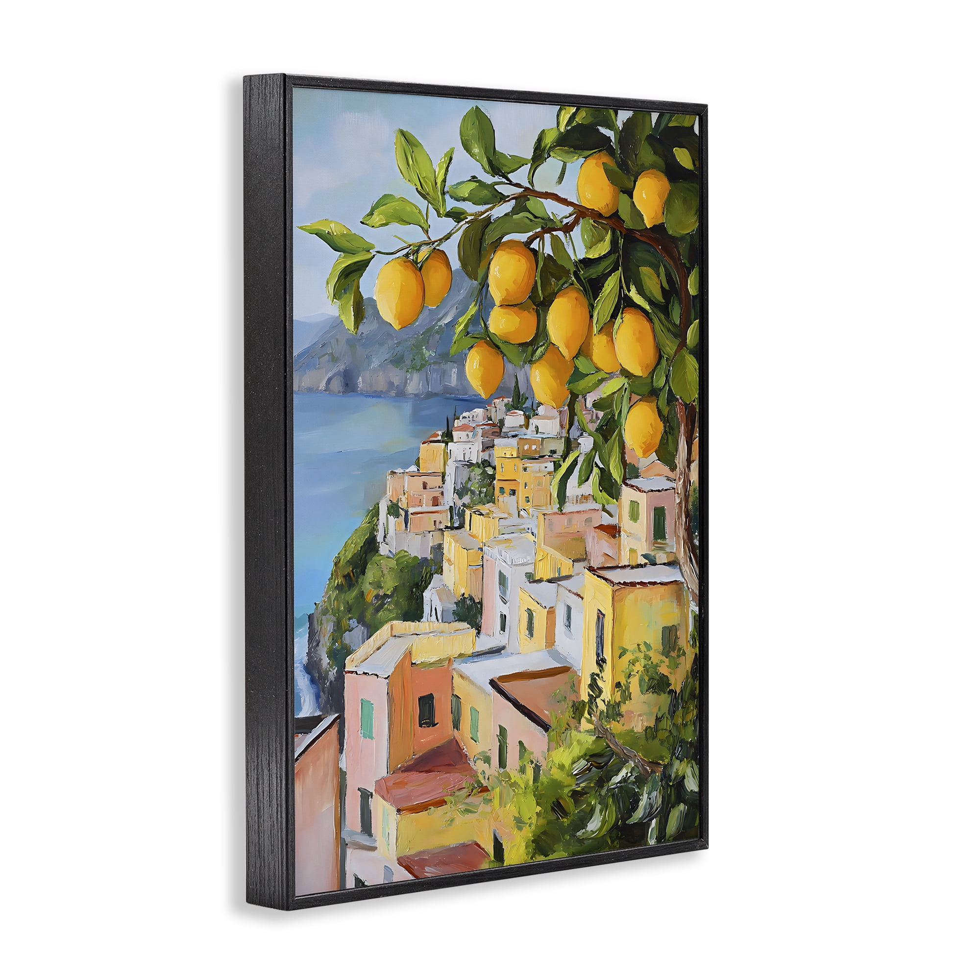 Stupell Industries Mediterranean Lemon Tree Scenery Black Framed Giclee Art, design by Creative Studio