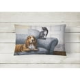 thumbnail image 2 of Carolines Treasures BDBA0182PW1216 Basset Hound and Cat on couch Fabric Decorative Pillow  12H x16W multicolor, 2 of 3